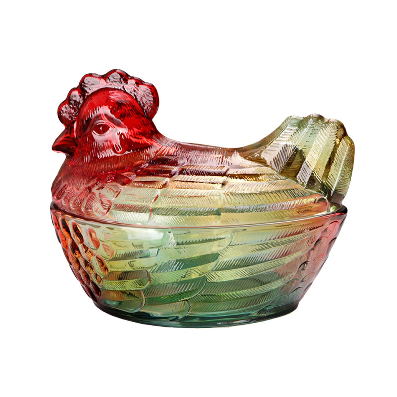 Kaeltsyn Candy Storage Container Elegant Glass Hen Shaped Jar for Decoration and Organizing Household Items Crystal Storage Jar