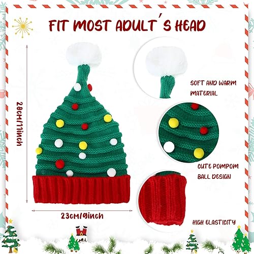 Miniatura 2 de 20 sombreros de Navidad de Papá Noel a granel, sombreros de elfo de Navidad, gorros de punto para invierno, gorras de ganchillo de punto rojo y