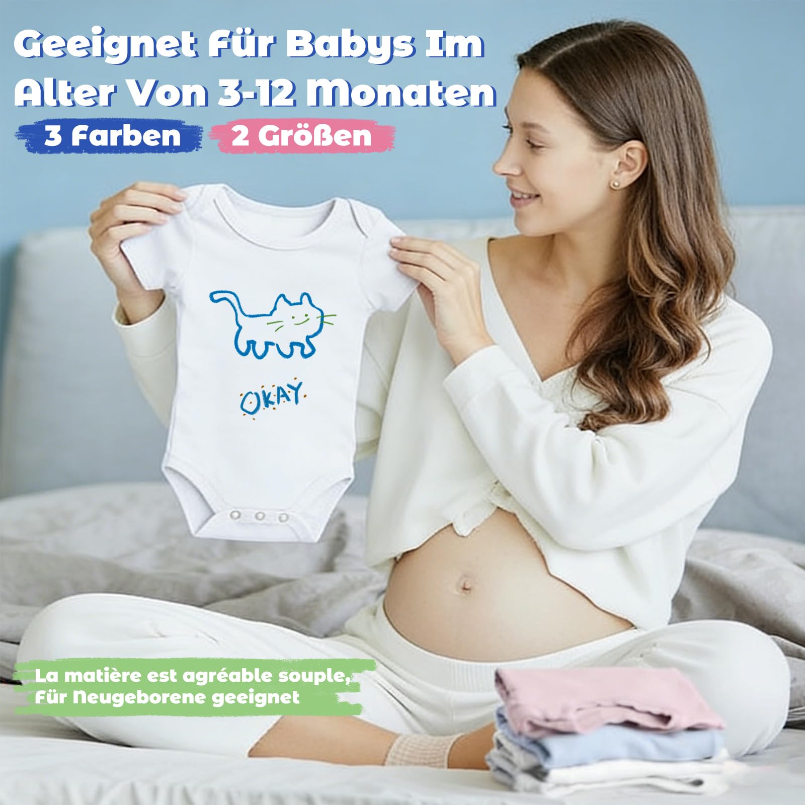Baby Lätzchen zum Bemalen babyparty deko 12 Stück,6x Babybody aus Baumwolle,6x musselin tücher baby,12 Farbigem Textilstift 15 Tiere Malvorlagen,Gender Reveal Geschenk für Babyparty spiele baby shower