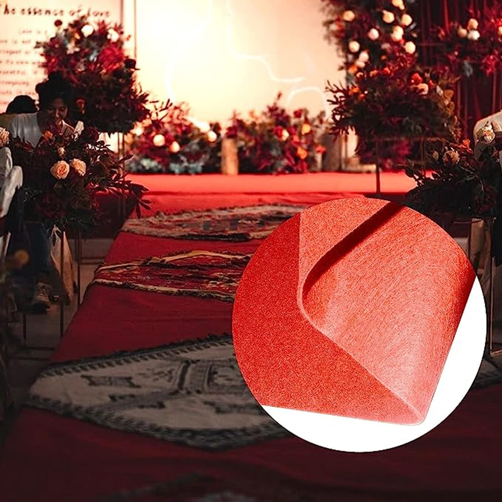 10m 20m 30m Corridore del di Nozze Tappeto Rosso Passerella Tappeto Corridore di Passerella in Poliestere 2mm di Spessore per Matrimoni all'aperto per Interni Festa di Apertura Evento Celebrativo ( Si