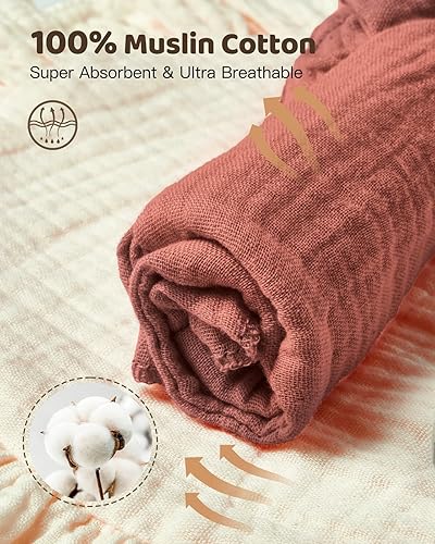 Miniatura 4 de Lictin Baberos de muselina para bebé, paquete de 8 baberos de algodón unisex