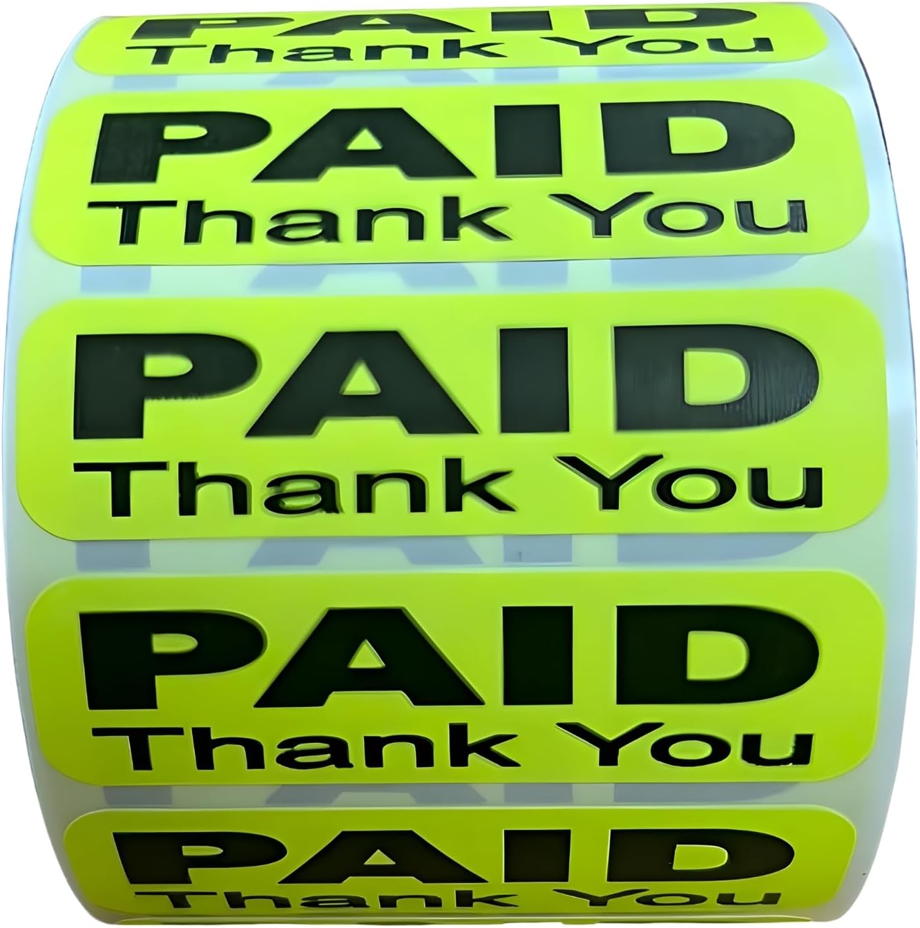 Aquos Paid Thank You Label Stickers Roll Self-Adhesive Rectangular Labels 1000 Stickers Per Roll Small Business Supplies Label Rolls for Supermarkets & Retail Shops (Green, 4 Rolls)