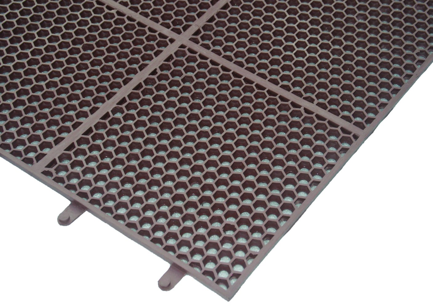 Rhino Mats HC-3636BRN Hex-O-Lite 3' Width x 3' Length x 1/2 Thickness, Drain Thru Anti-Fatigue Mat, Brown, 3' x 3'