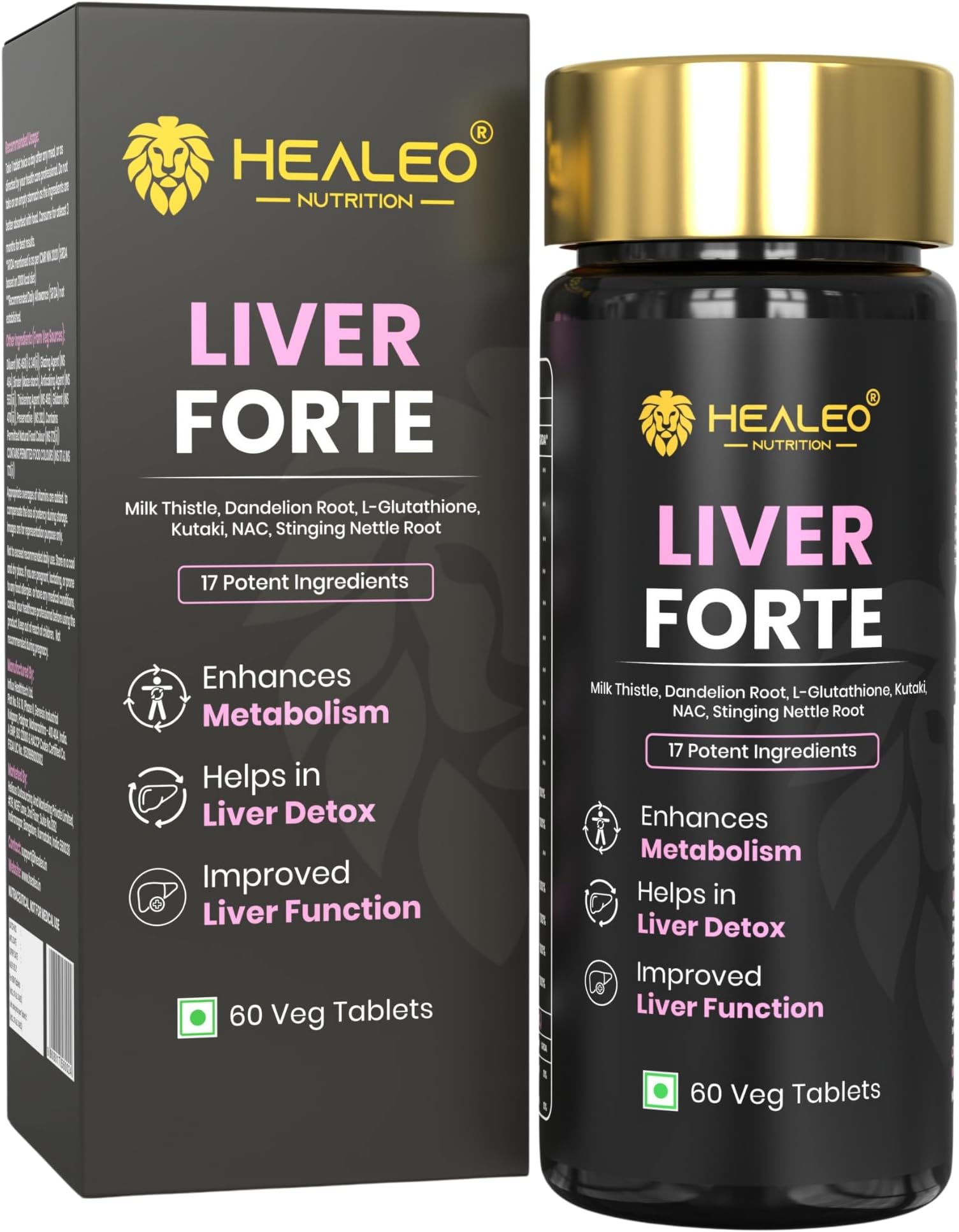 Healeo Liver Forte 2500mg, 17-in-1 Milk Thistle Liver Detox Supplement with NAC, Glutathione, Turmeric, Dandelion - Fatty Liver Cleanse, Care & Support - Lab Tested - 60 Veg Tablets