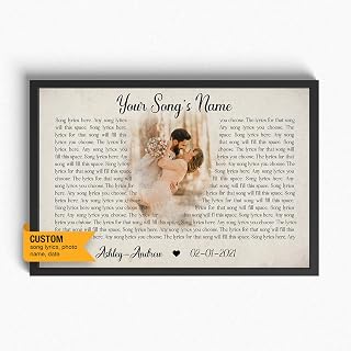 Personalized Song Lyrics Wedding Day Anniversary Poster Print Frame Husband Wife Wall Decor Wedding Dance Personalized Canvas Art Wedding Song (Husband Birthday Portrait)