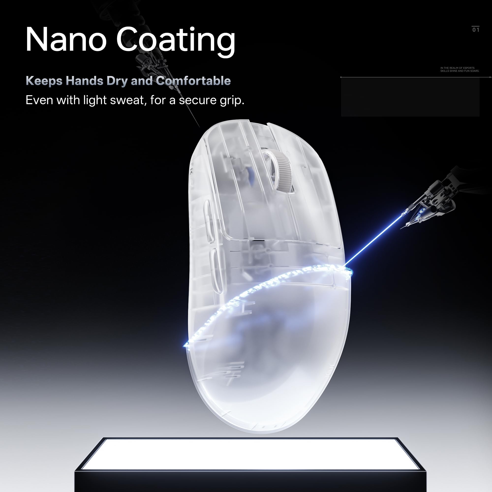 ATK Blazing Sky Zero - Ratón inalámbrico para juegos, PAW3950 Ultra Sensor, Nordic 54L15, velocidad de poling de 8K, peso ligero, con cable/2.4 G (cero, blanco esmerilado)