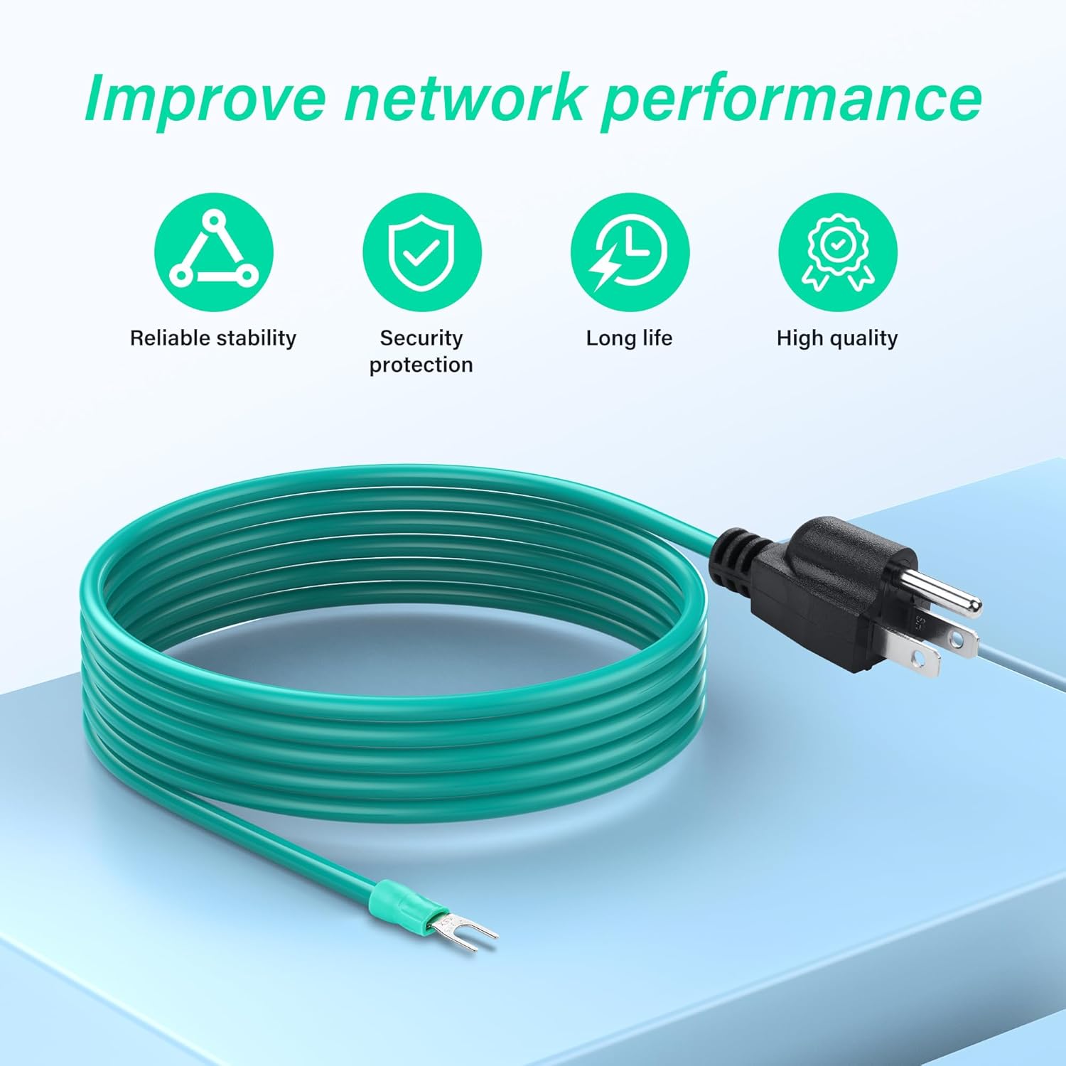 SinLoon 5.9Ft Shielded Ethernet Patch Panel Bond Ground Extension Cord 14AWG Y-Terminal Ground Extension Cord for NEMA 5-15P 3 Prong Plug(Green)