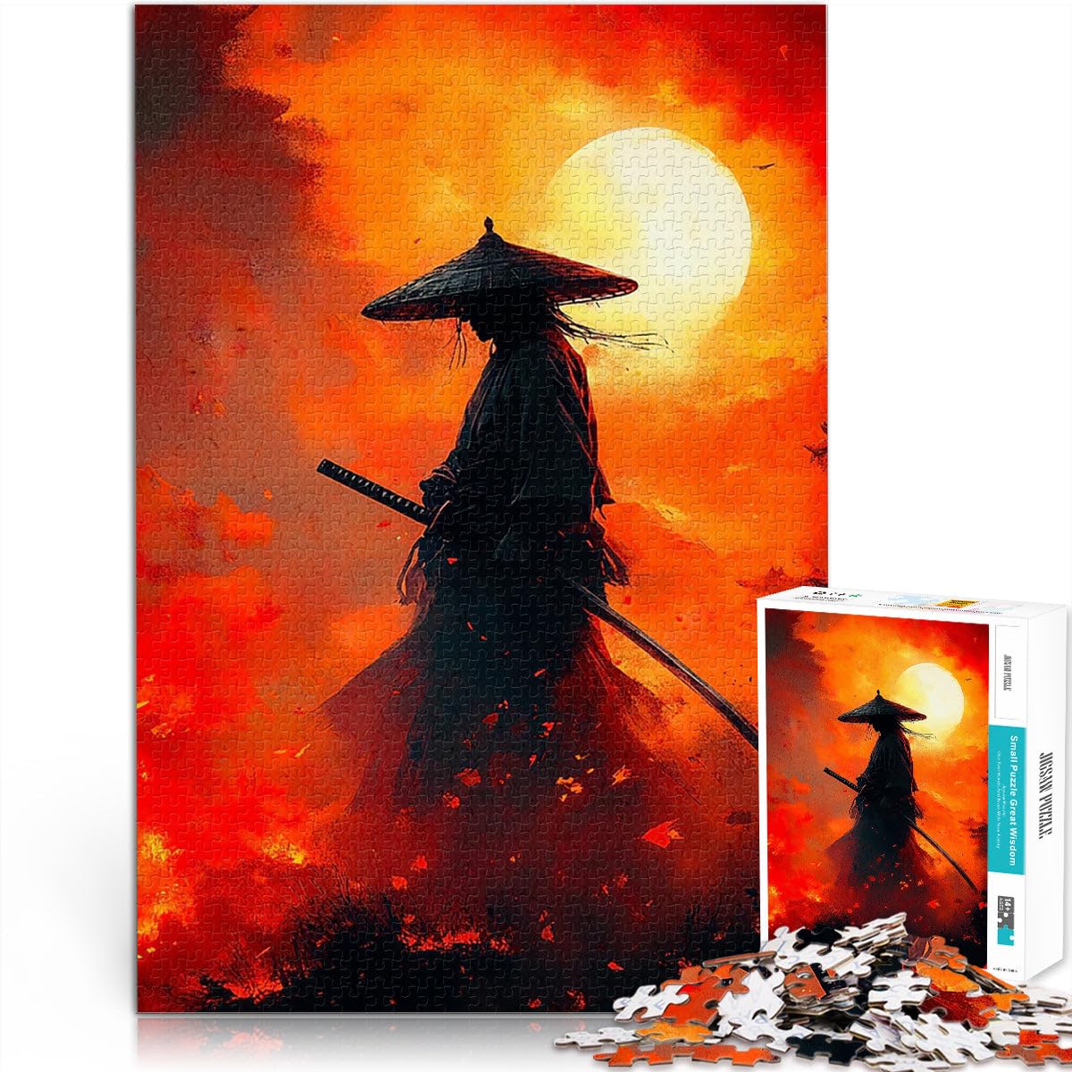 teenager Jigsaw Puzzles 2000 Pieces Samurai Fiery Sunset Handgeschwindigkeitswettbewerb Lustiges Geschenk70x100cm — image 1