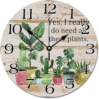 Yes I Really Do Need All These Plants Wall Clock Spring Summer Cacti Clock Gift for Plant Addict Large Wall Clocks Battery Operated 10 Inch Wall Art Time Clock for Bedroom Living Room Kitchen School