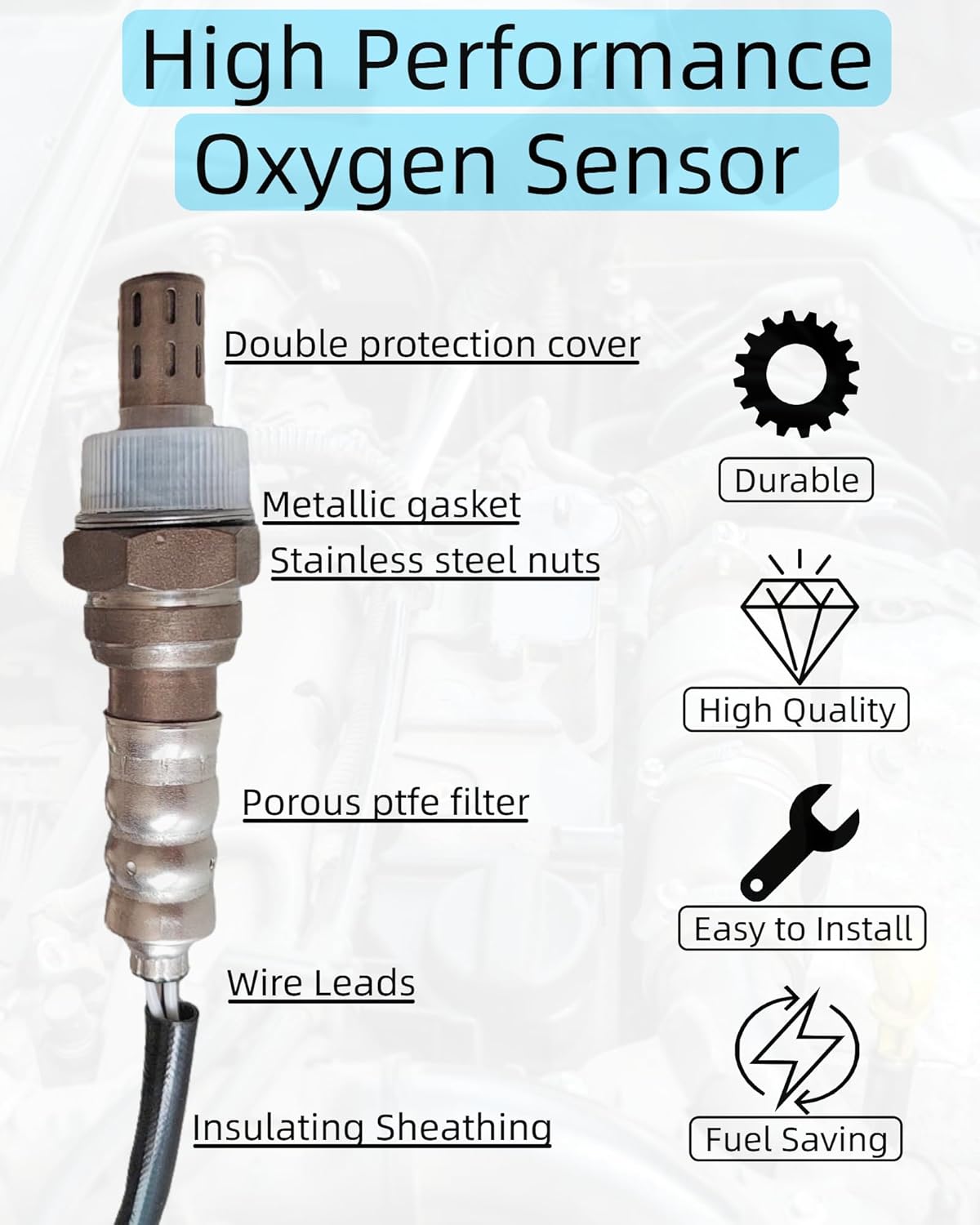 Oxygen O2 Sensor Upstream and Downstream Fits for Chevy GMC Avalanche Silverado Sierra 1500 Classic Suburban Yukon XL 1500 2500 Tahoe 4.3L 4.8L 5.3L 6.0L 2006-07 for Cadillac Escalade 234-4018 2344337
