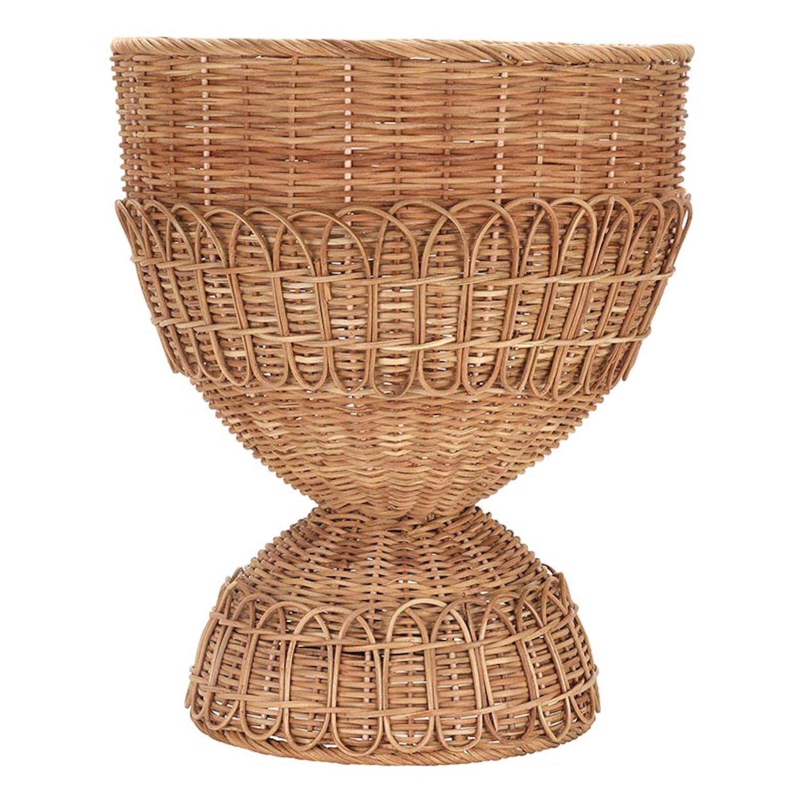 Santa Barbara Design Studio Basket Natural Rattan Pedestal Basket, 16" Tall x 12.5" Diameter
