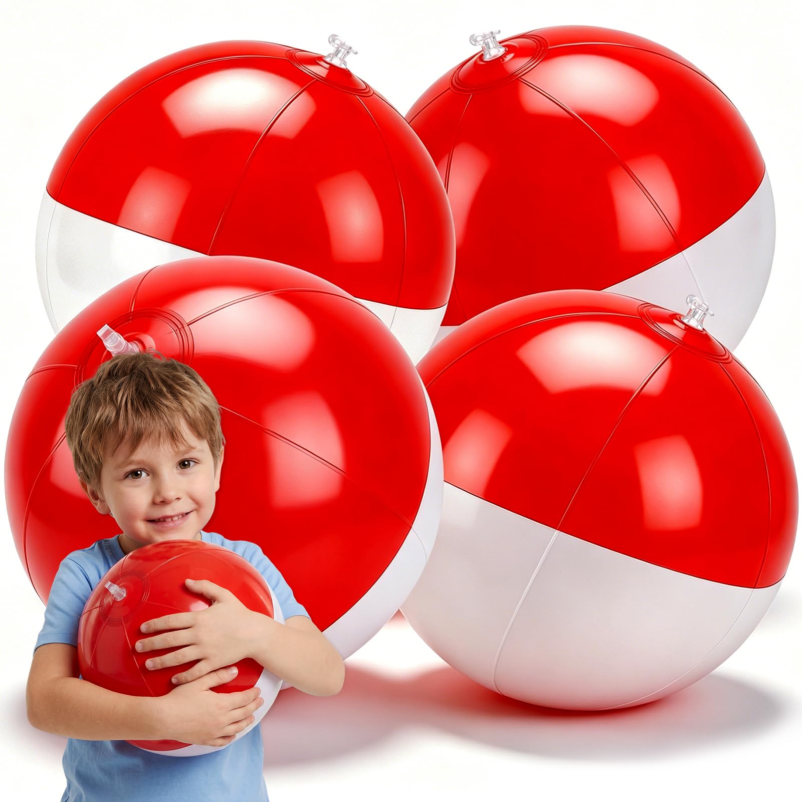 Arrowbash Anime Beach Balls, Vibrant Red and White Sphere Design Pool Toys, Inflatable Water Balls for Beach, Pool Party, Summer Games