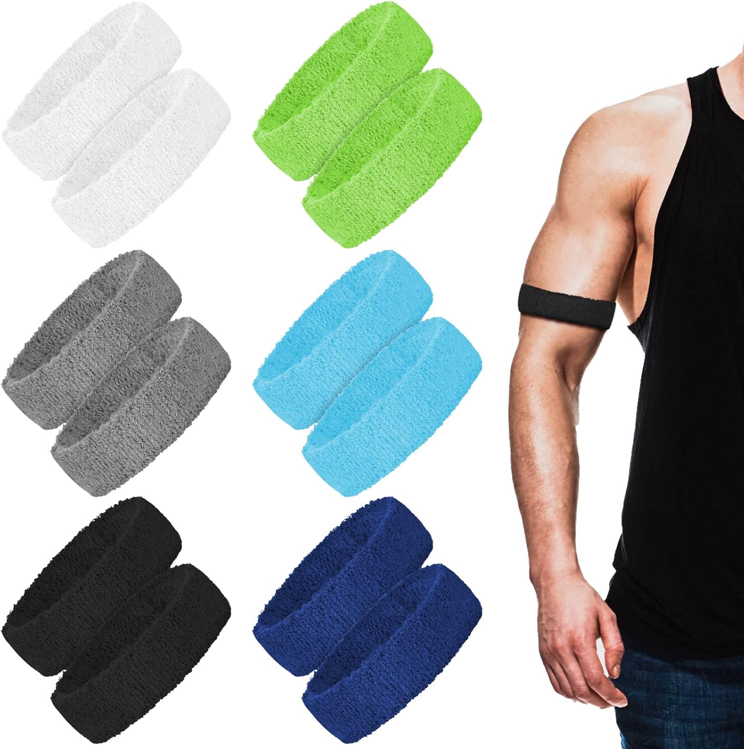 12 Pieces Bicep Bands Bicep Arm Bands Multicolored Bicep