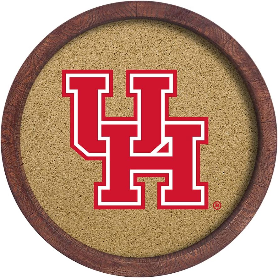 The Fan-BrandNCAA Houston Cougars - Color Logo - Faux Barrel Top Cork Note Board - Sports Team Bar Sign Décor: Home, Dorm, Garage, Office, Fan Cave