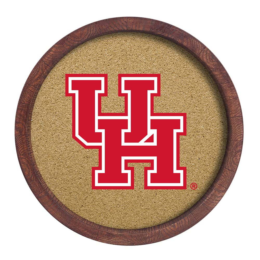The Fan-BrandNCAA Houston Cougars - Color Logo - Faux Barrel Top Cork Note Board - Sports Team Bar Sign Décor: Home, Dorm, Garage, Office, Fan Cave