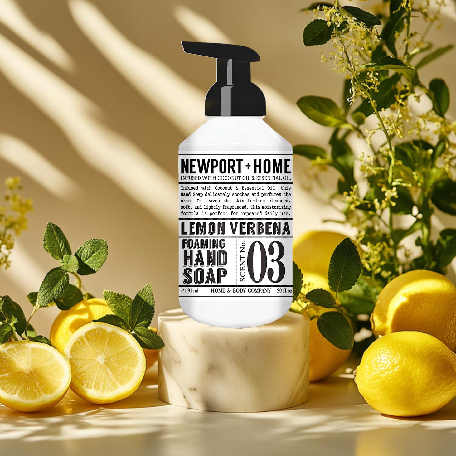 Newport Home Foaming Hand Soap 4 pack, 20oz bottles, Lemon Verbena and Fresh Coconut scents, from Home and Body Company - Image 3