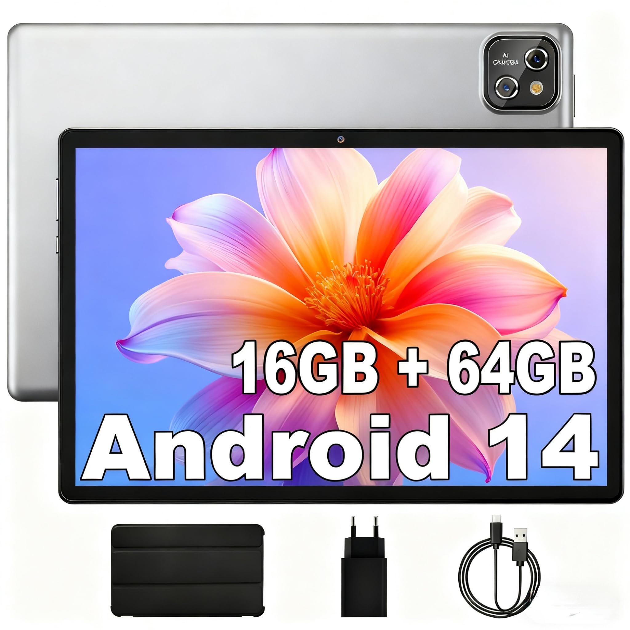 Tablet MARVUE Pad, Android 14,Tela de 10.1 Polegadas, Com Capa