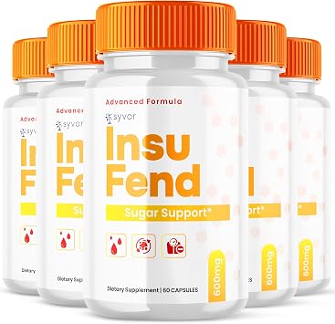 5 عبوات كبسولات Insufend - حبوب فيتامين Insufend Advanced Formula - كبسولة Insu Fend All Natural Glyco Support Supplement مكونات ذات قوة قصوى تدعم الصحة والعافية 300 كبسولة