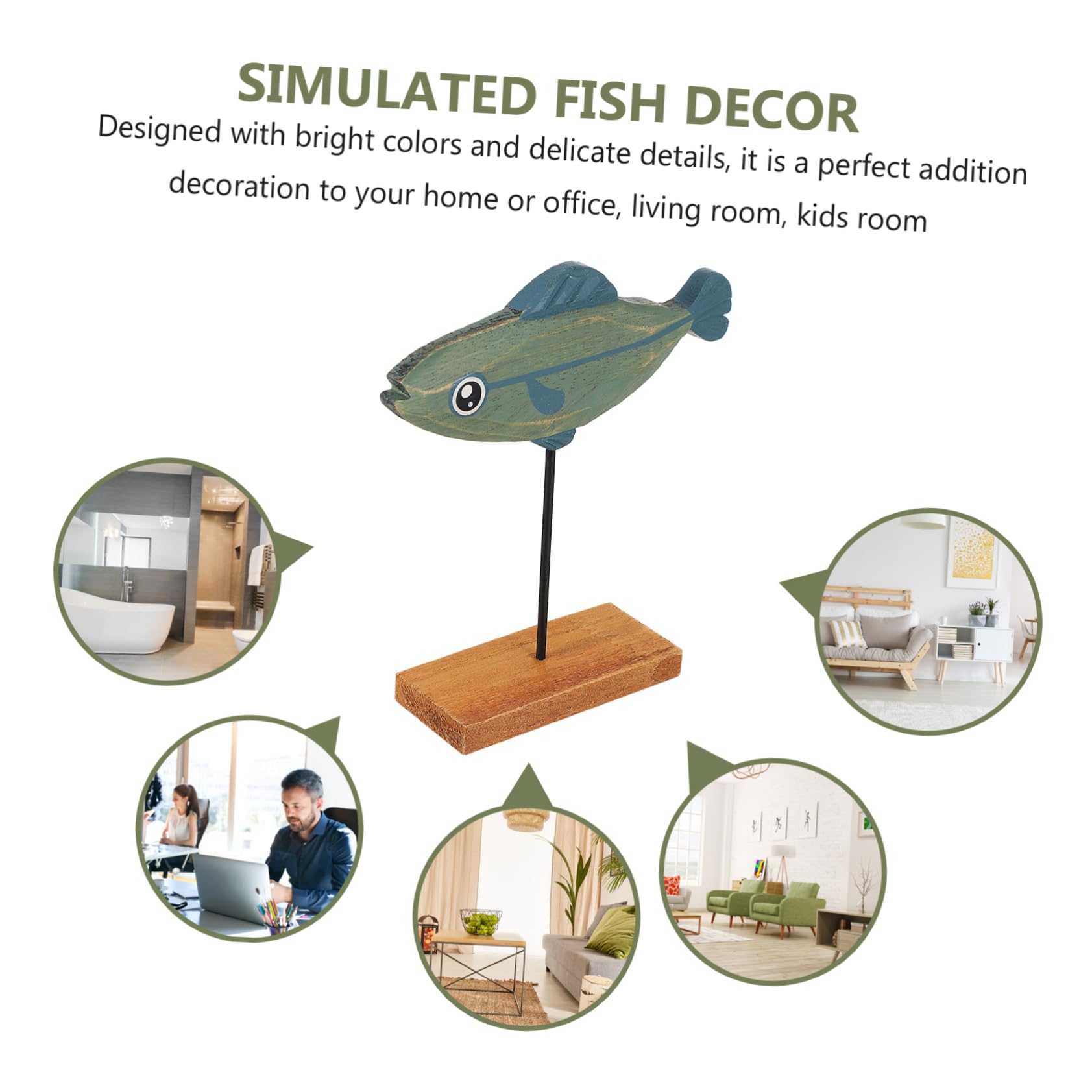 Alipis 4 Pezzi Giocattolo Unico Per Bambini Pesce in Legno Artigianato Decorazione Animale Finto Per Feste Bambini Amici