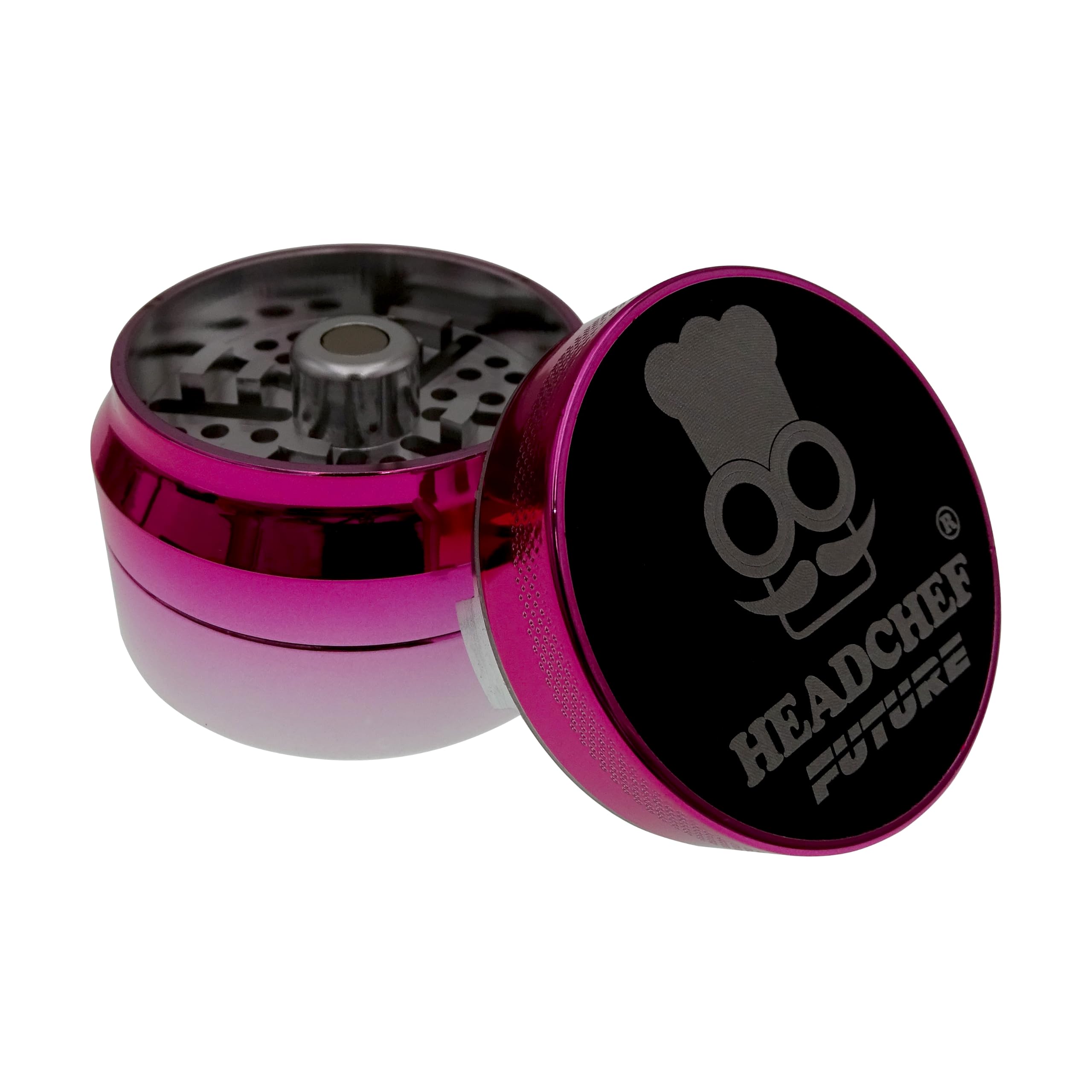 Headchef Future - Molinillo de 4 piezas de 62 mm con acabado iridiscente