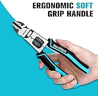 Vista 5 de DURATECH - Alicates de corte diagonal 4 en 1, alicates multifuncionales de corte lateral resistentes de 20 cm con pelacables, cortadores de alambre