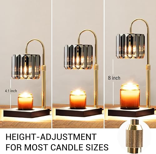 Miniatura 4 de Lámpara calentadora de velas con temporizador, regulable, lámpara de cristal de altura ajustable para velas, color negro