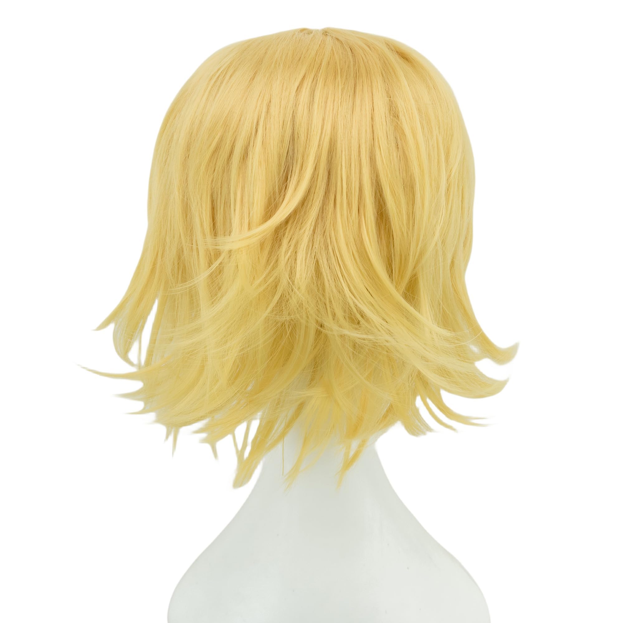 IMISSU Unisex Short Hair Party Wig with Bangs Halloween Costume Wigs (Yellow) - Image 3