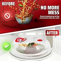 Vista 6 de Flexzion 10 Inch Small Microwave Splatter Cover - BPA-Free Anti-Splatter Microwave Cover with Adjustable Steam Vent, Dishwasher Safe, Transparent
