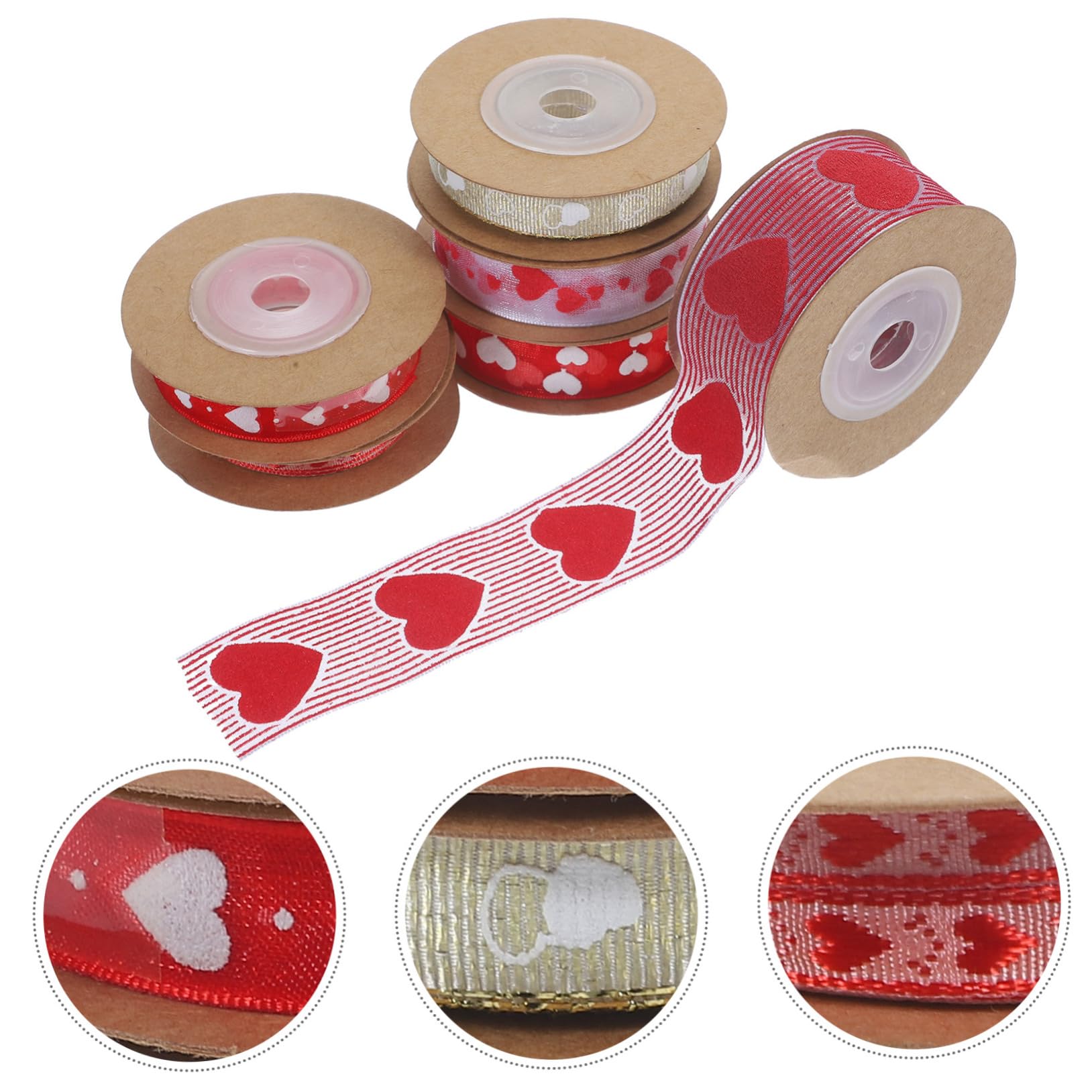 NUOBESTY 24rollen Herz-muster-ribbon Für Valentinstag Dekorationsband Für Hochzeiten Und Pro Mehrzweckbänder Für Diy Und Partydekoration