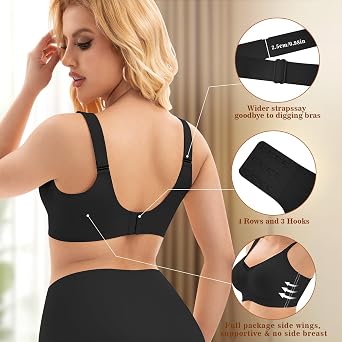 PoseFree Seamless Jelly Bra Wireless Supportive V Mesh Bra for Older Women | Full Coverage,Everyday,Buttery Soft Invisible Under Tshirt Bralettes,No Underwire,Back Smoothing,Plus Size,All-Age Comfort