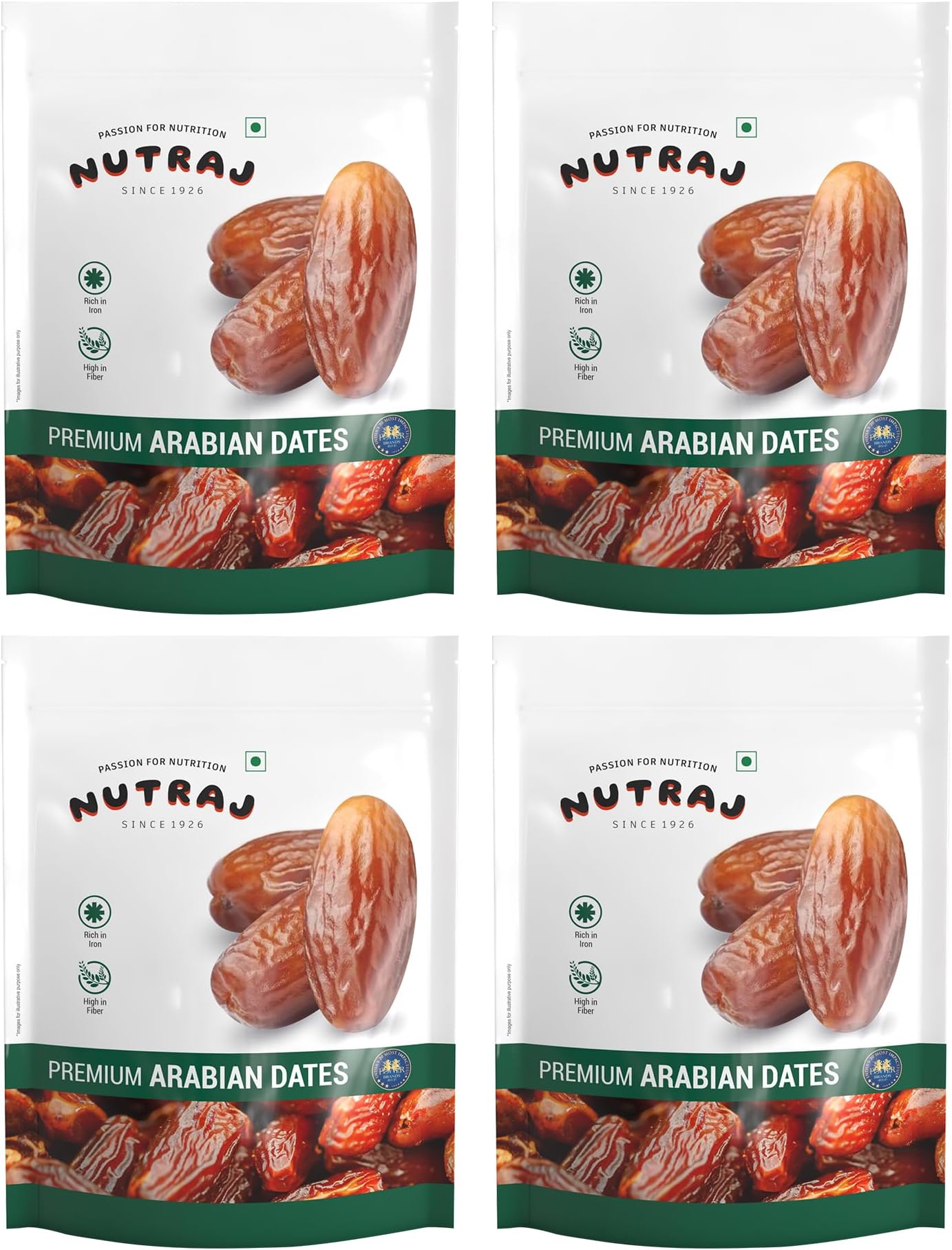 Nutraj UAE Arabian Dates 2kg (500g X 4) Pouch | Khajur | Dry Fruits and Nuts | Grocery