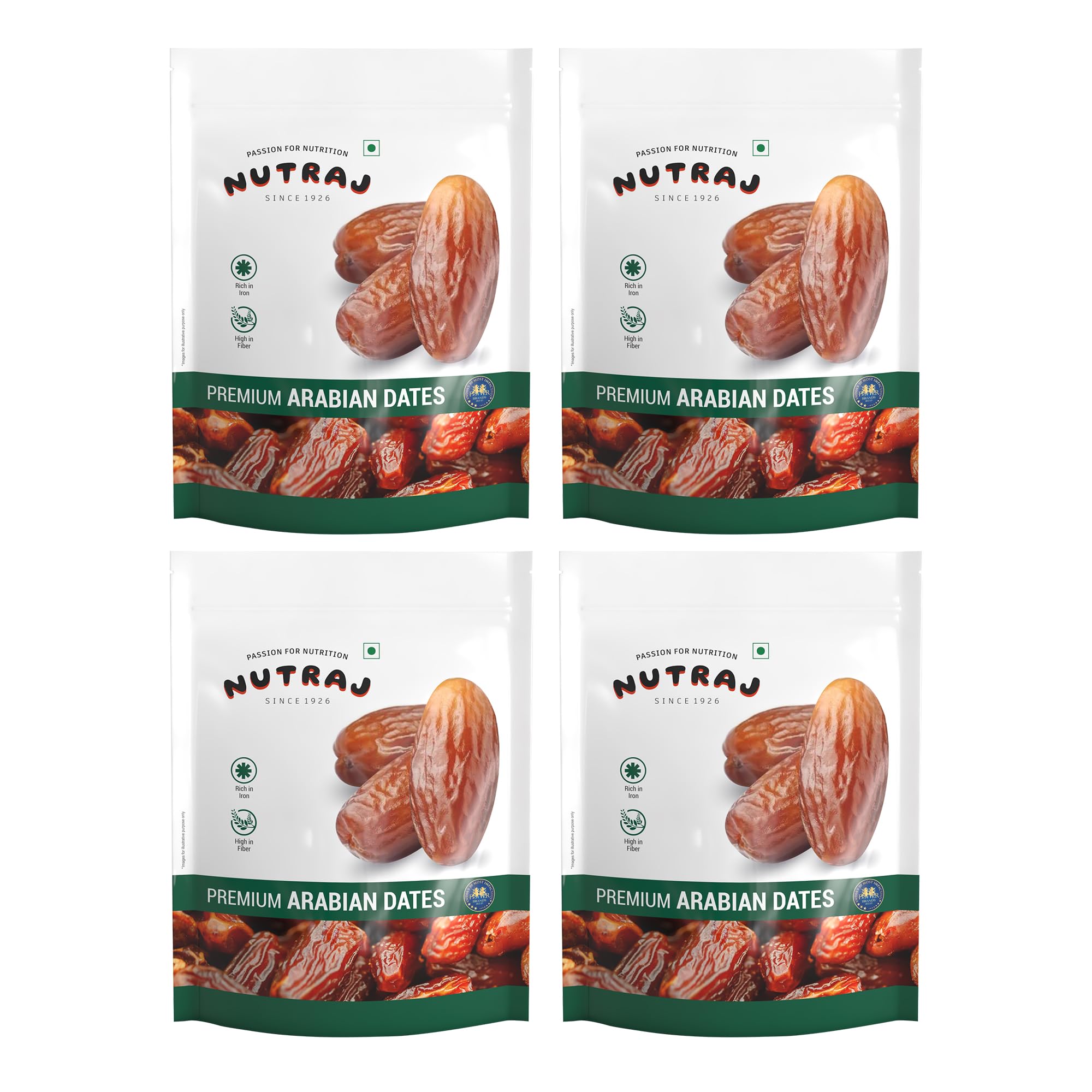 Nutraj UAE Arabian Dates 2kg (500g X 4) Pouch | Khajur | Dry Fruits and Nuts | Grocery
