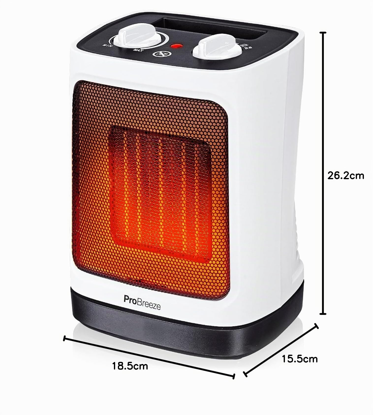 Pro Breeze 2000W Mini Keramik Heizlüfter mit automatischer Oszillation, Zwei Leistungsstufen, leise Elektroheizung Weiß
