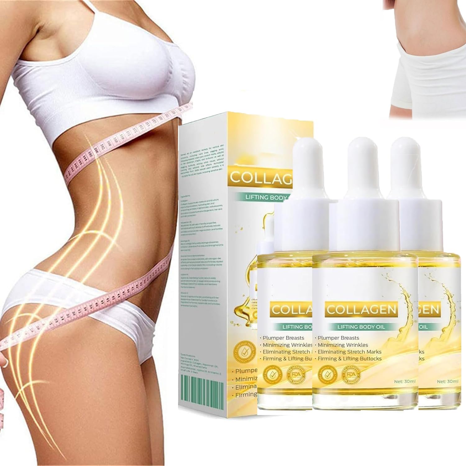 Furzero Beauty Women Collagen Lifting Body Oil, Furzero Collagen Lifting Body Oil,Beauty Lady Collagen Lifting Body Oil,Anti Aging Collagen Serum for Face,Reduces Fine Lines and Wrinkles (3Pcs)