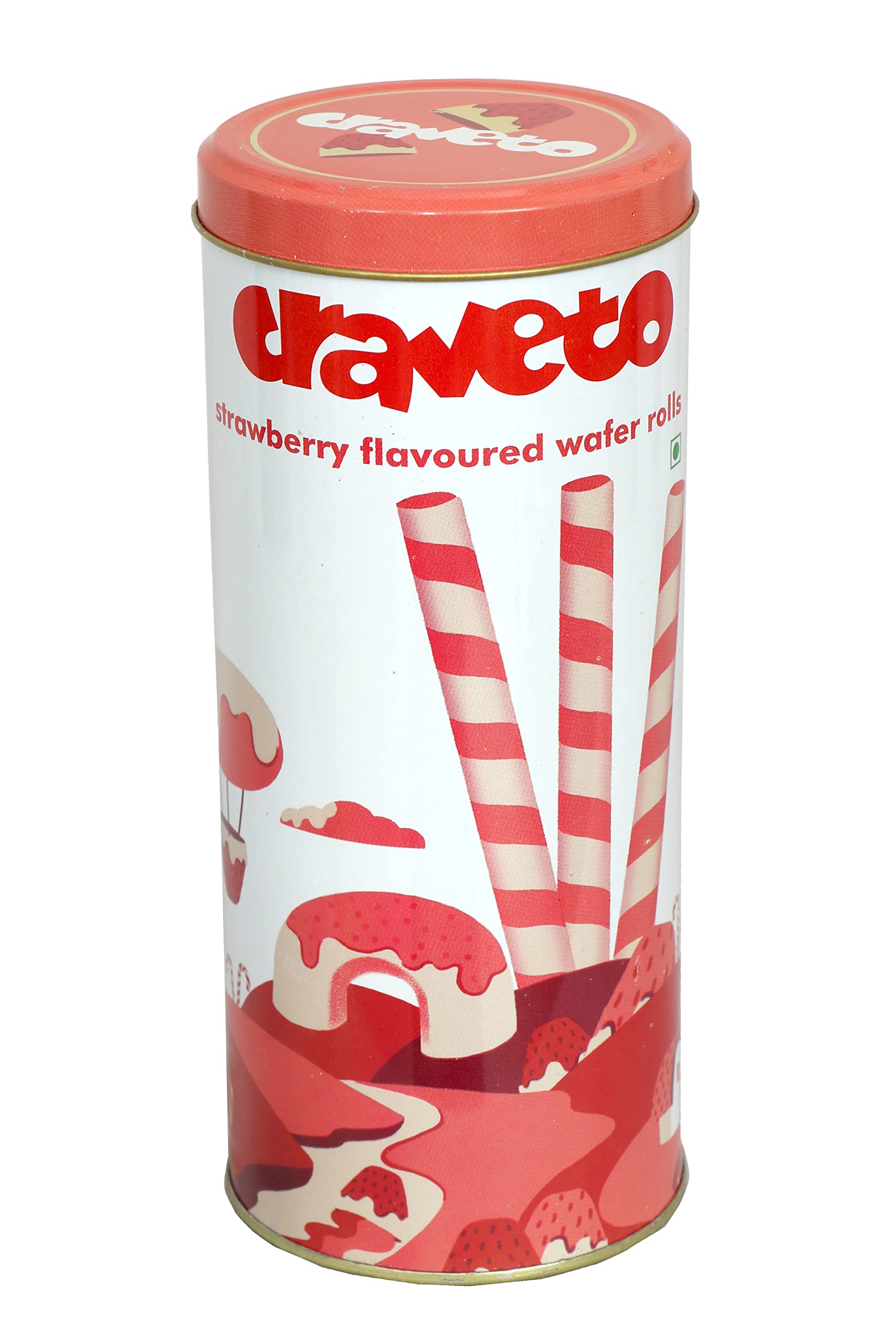 Craveto Strawberry Wafer Rolls - Pack of 2 | 2 x 150g Tin | Strawberry Flavoured Wafer Delights