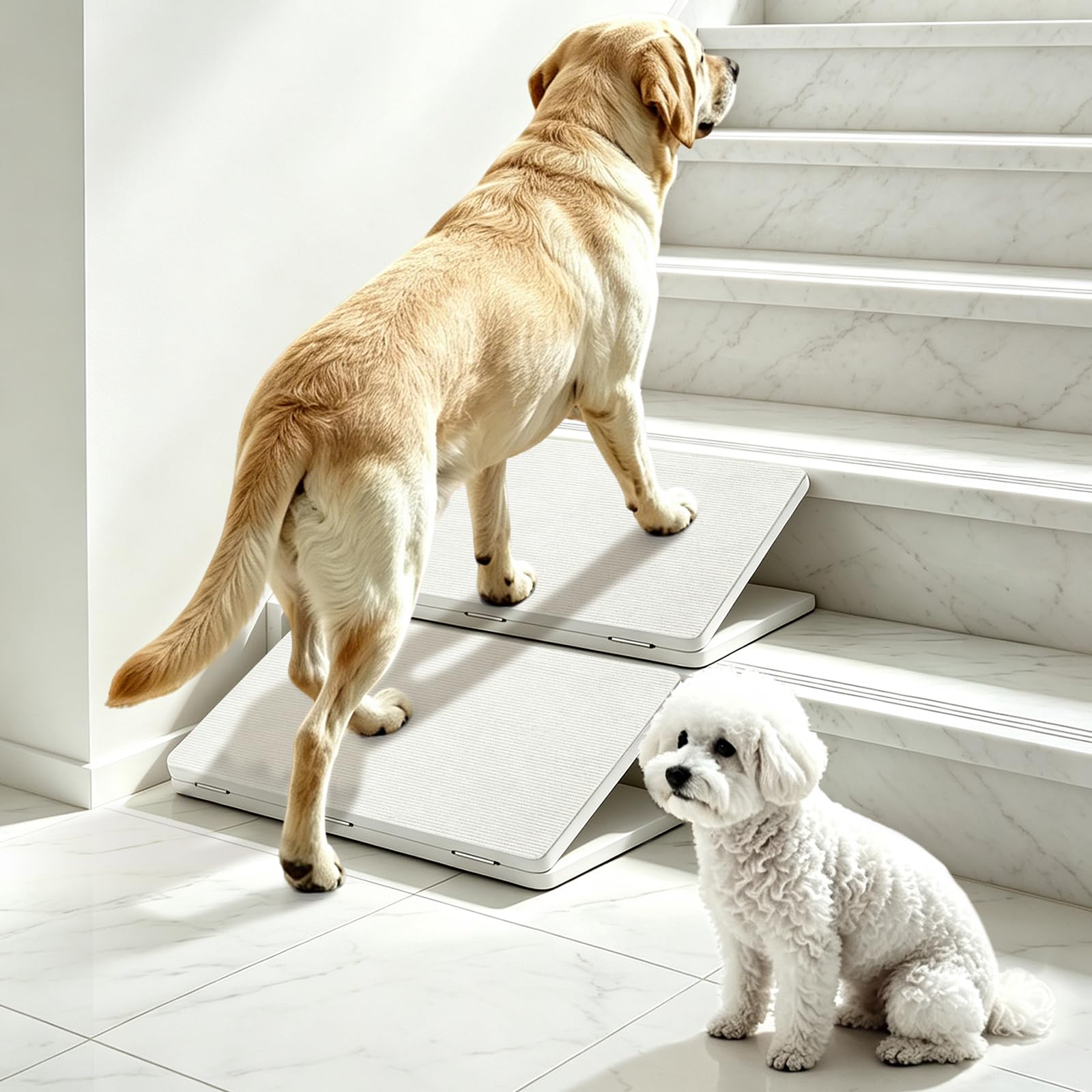 View 1 of 2-Pack Extended Dog Ramps for Stairs, Elderly Large/Small Dog Stair Assist