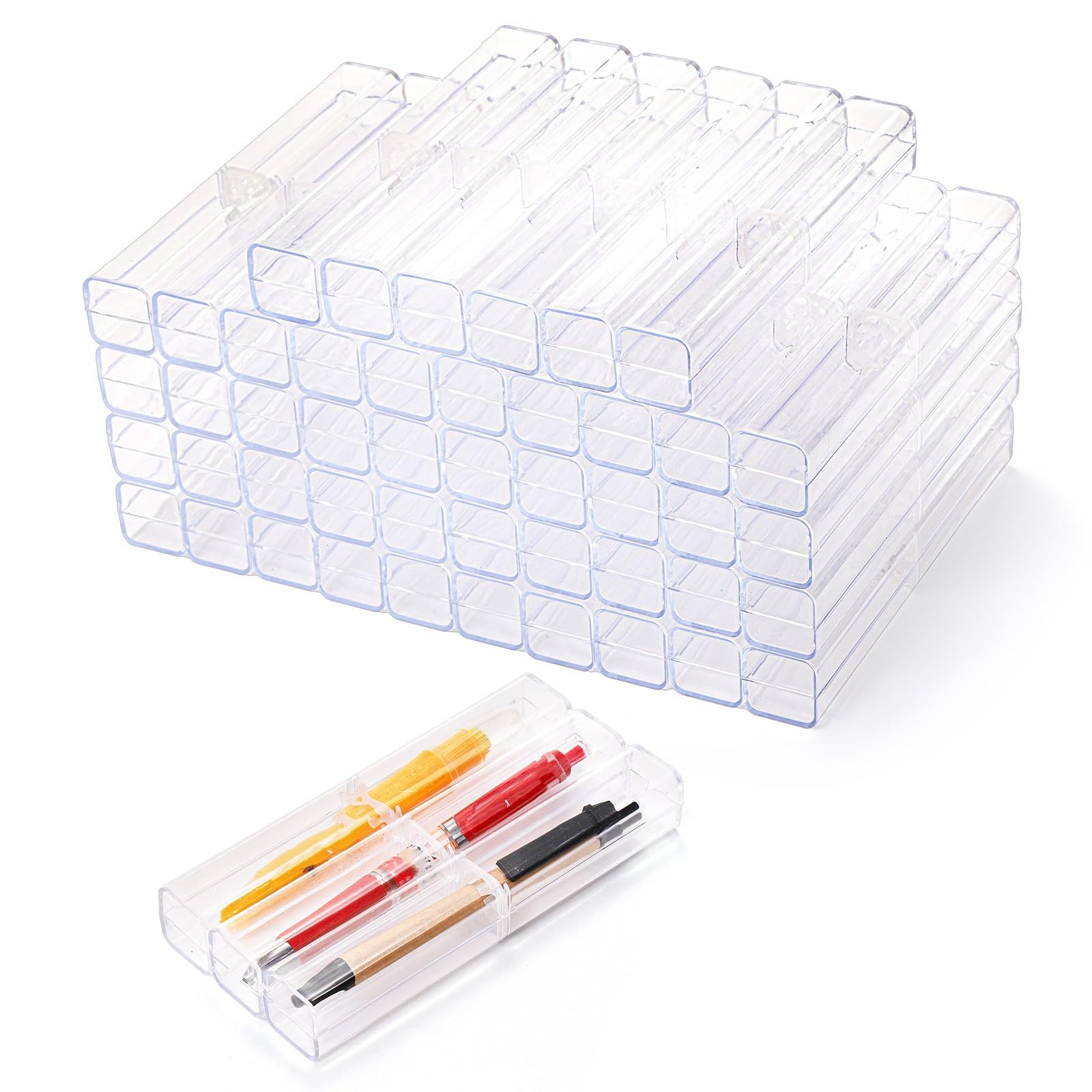 Mezchi Pen Box, 50 Pack Clear Acrylic Pen Gift Boxes, Reusable Waterproof Pen Display Case for Jewelry Gift Single Pen - Image 4