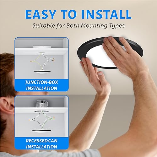 Miniatura 6 de ECOELER Luz LED de disco de 6 pulgadas, luz de techo LED regulable de montaje empotrado, 16.5 W, 1000 lm, 3000 K blanco cálido, borde de aluminio