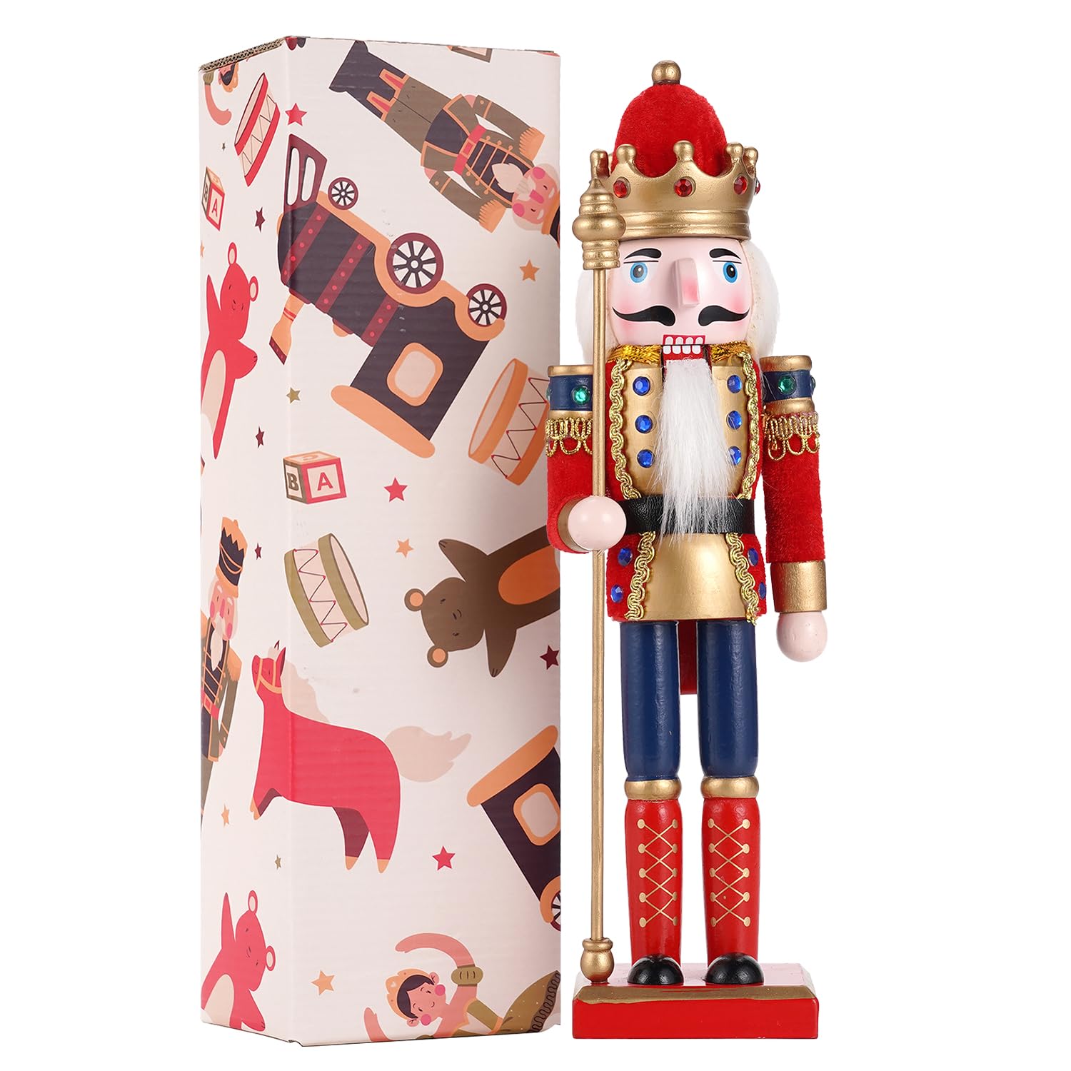 COMBIUBIU 15" Christmas Decorations Nutcracker Ornaments,Wooden Nutcracker Figures Soldier,Festive Collectible Christmas Nutcracker Doll Gift forTable