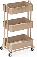 Vista 12 de Simple Houseware Carrito de metal resistente de 3 niveles, rosa