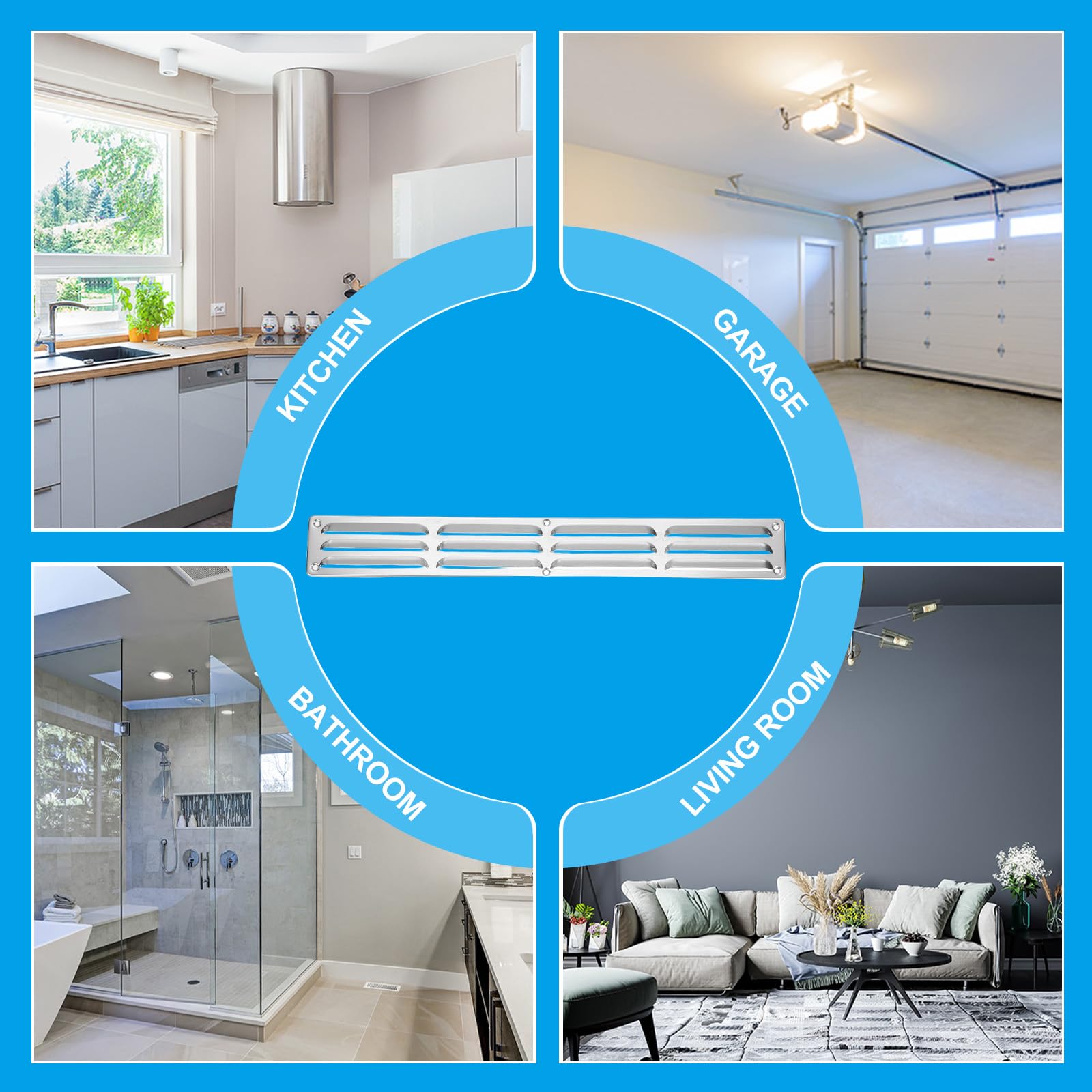 PATIKIL Copertura Ventilazione In Alluminio 20x3 Pollici Per Casa Argento