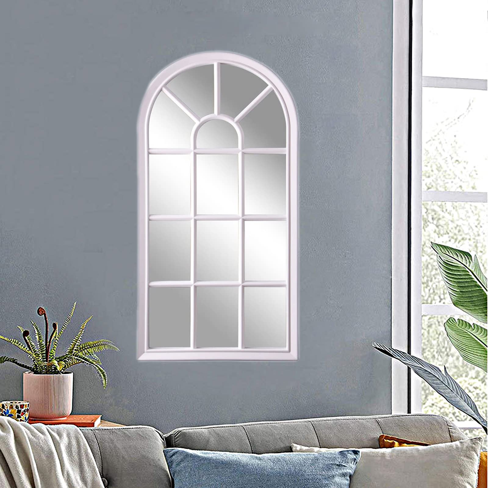 Espejo Ventana Francesa, Decorativo Pared, para Salón, Recibidor, Vestidor, Dormitorio y Baño, Estilo Retro