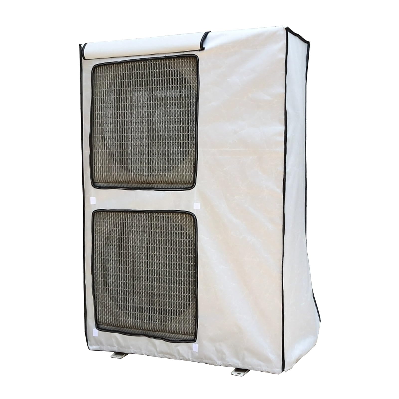 QYMYOZ Outdoor Air Conditioner Cover, Double Window AC Cover with Flap, Ventilation Mesh, All-Season Protection (Silver, 100x40x138cm/39x16x54in)