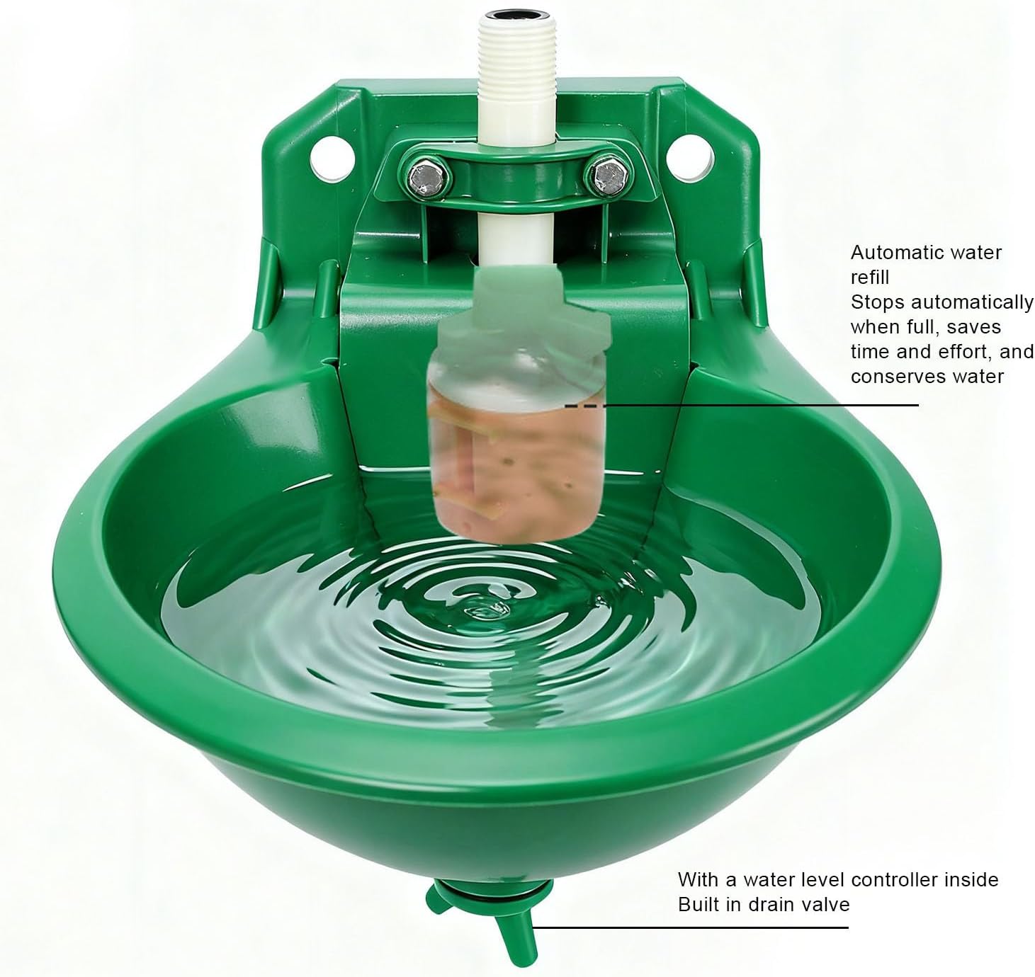 HEEPDD Automatic Sheep Water Bowl, Plastic Goat Water Feeder with Brass Valve for Farm Livestock Drinking Trough Durable Thickened Design