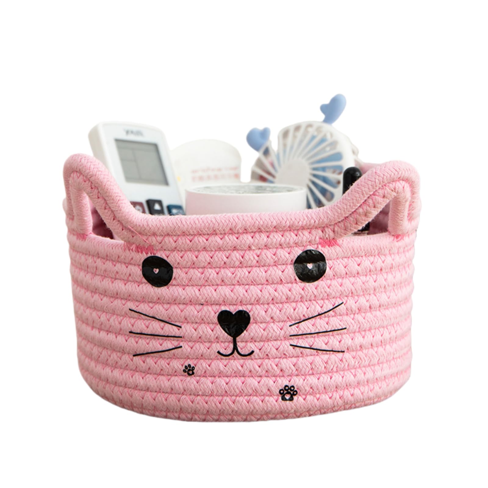 Tokaneit Joli Panier de Rangement Tissé en Forme D'animal, Panier en Corde de Coton Mignon, Panier de Rangement Tressé en Coton, Convient pour Le Rangement de La Chambre et du Salon (Rose)