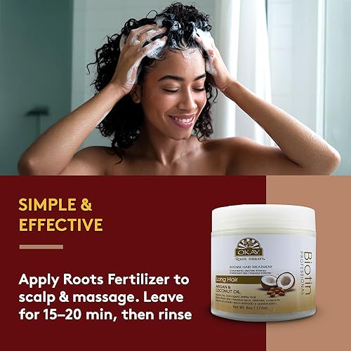 Miniatura 4 de Okay Roots Therapy Biotina Argán Coco Tratamiento Intenso Profesional para el cabello, 6 onzas