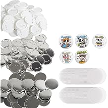 VEVOR Button Machine Button Maker Accessories Badge Punch Press 75 mm DIY Badge Press Machine Spare Parts Pack of 200 Badge Press Machine Metal + Plastic / 100 + 100 Badges