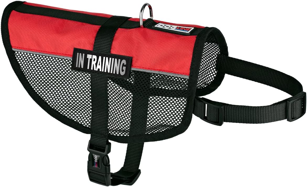 Dogline MaxAire Multi-Purpose Mesh Vest for Dogs and 2 Removable in Training Patches, Large, Red