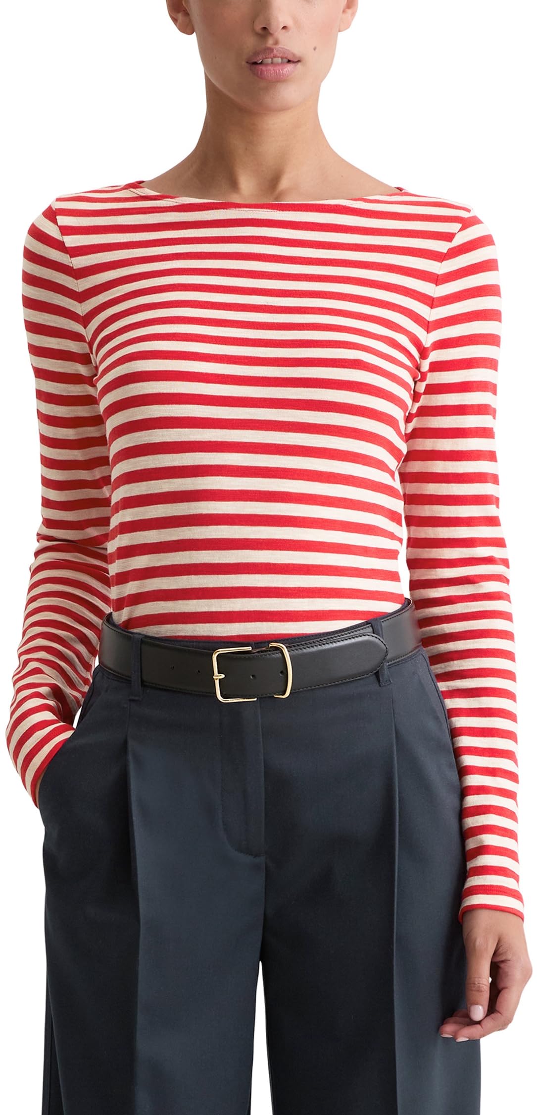 Marc O'Polo Damen Langarmshirt aus Bio-Baumwolle gestreift