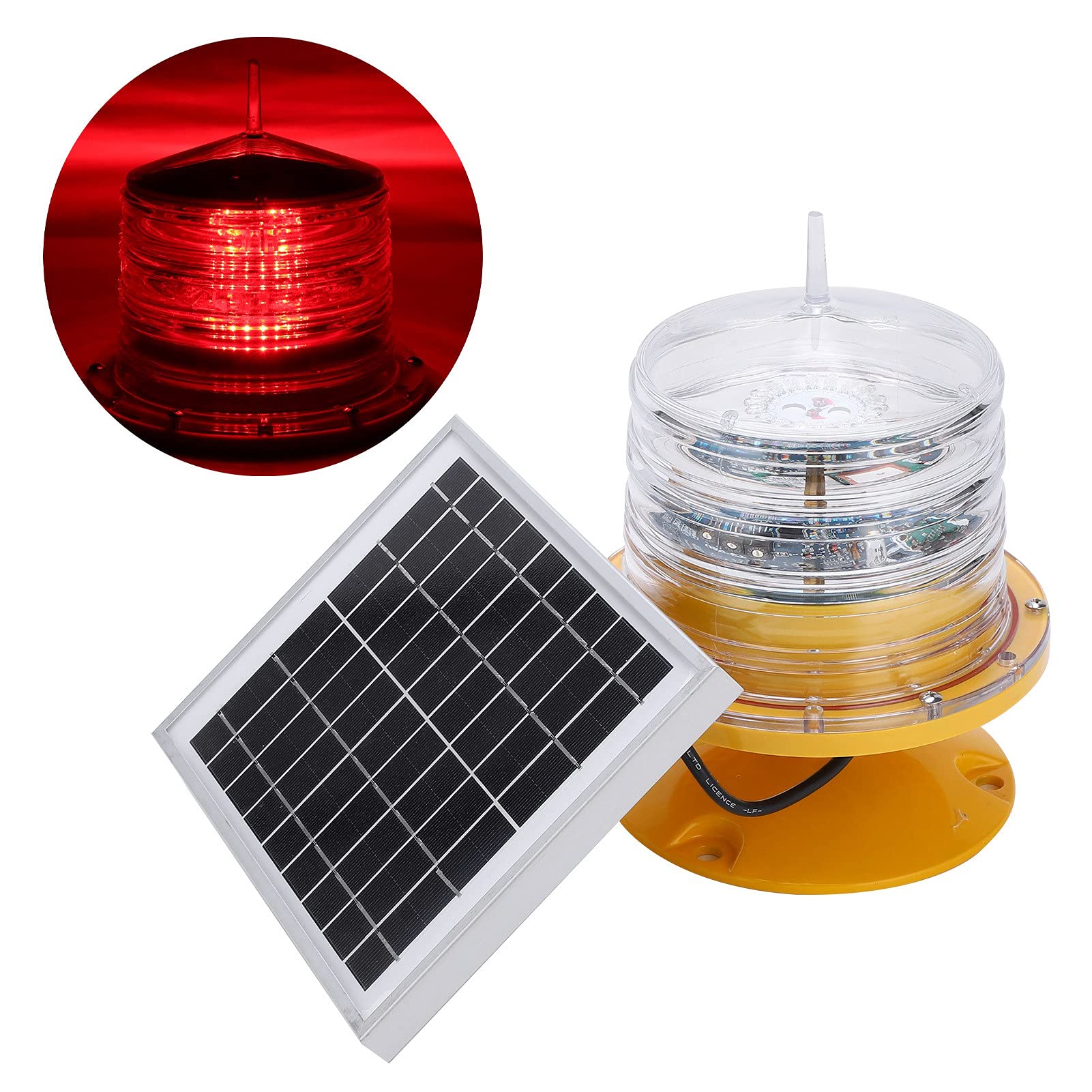 BRRNOO Faro Solare di Segnalazione, Luce Rossa Lampeggiante a 360 Gradi,